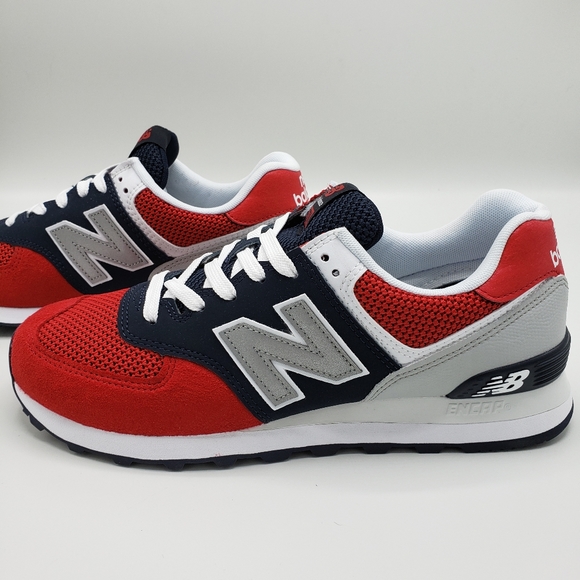 new balance 574 navy red white